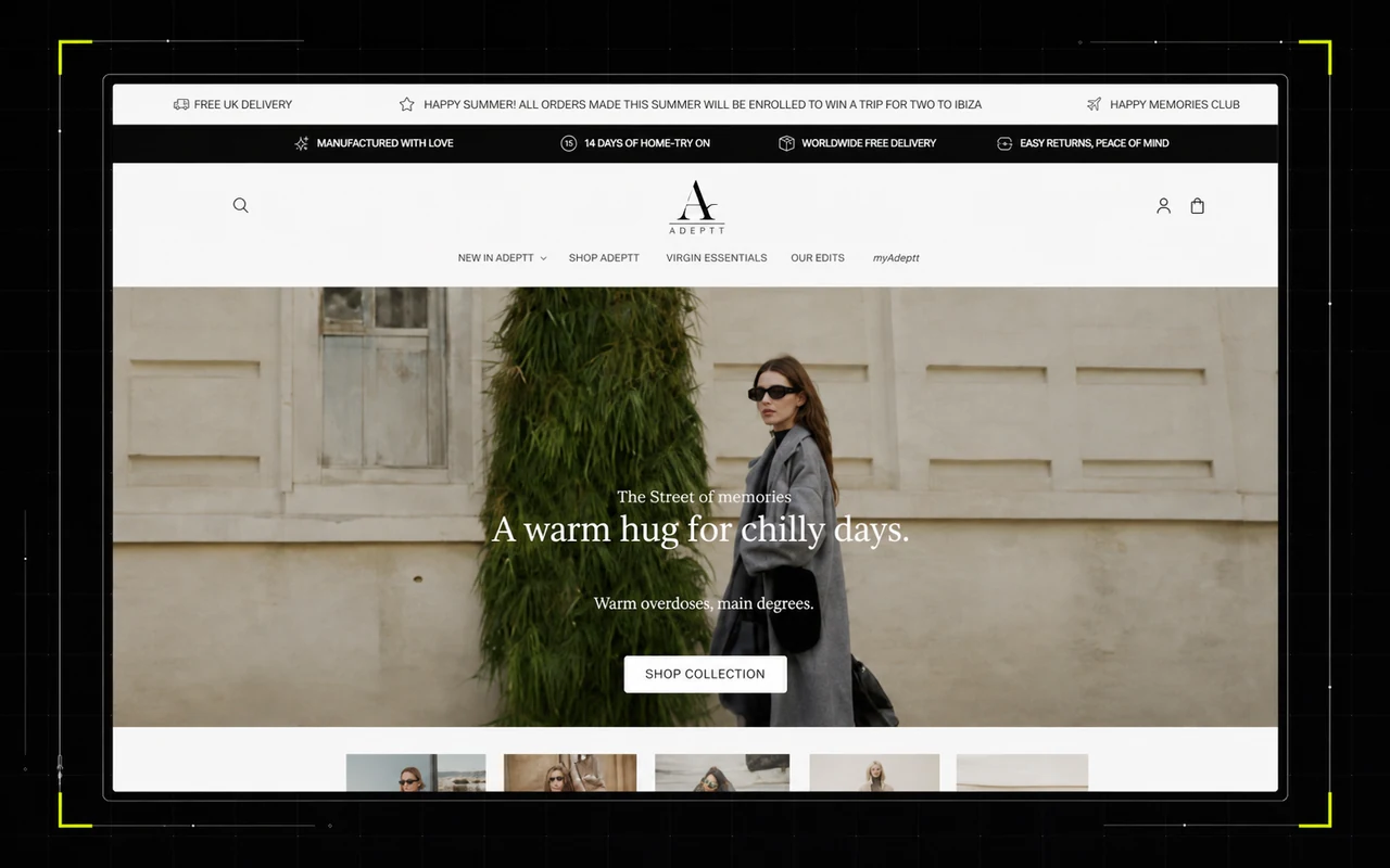 Adeptt fashion ecommerce rebrand and website project