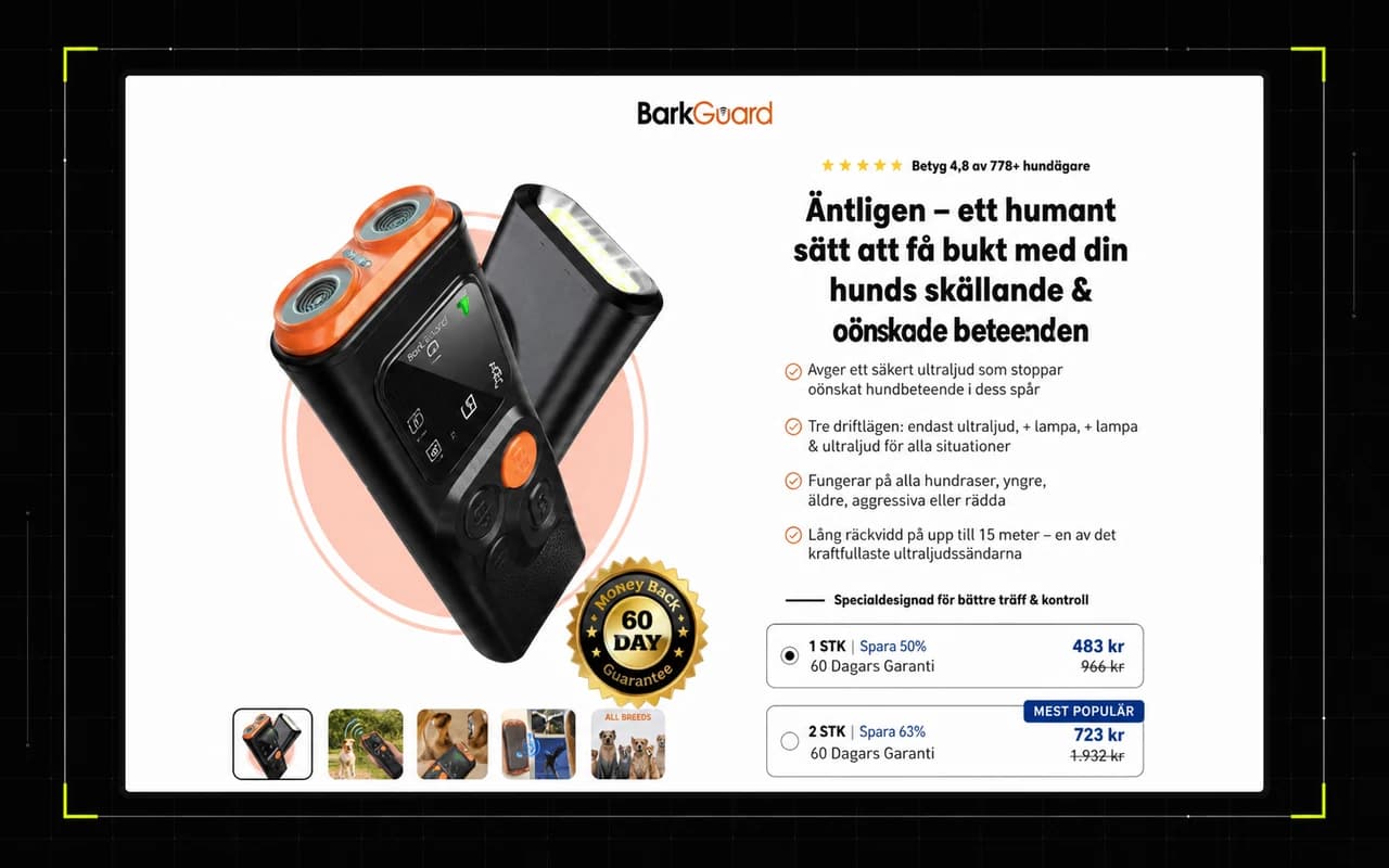 BarkGuard dog training product page