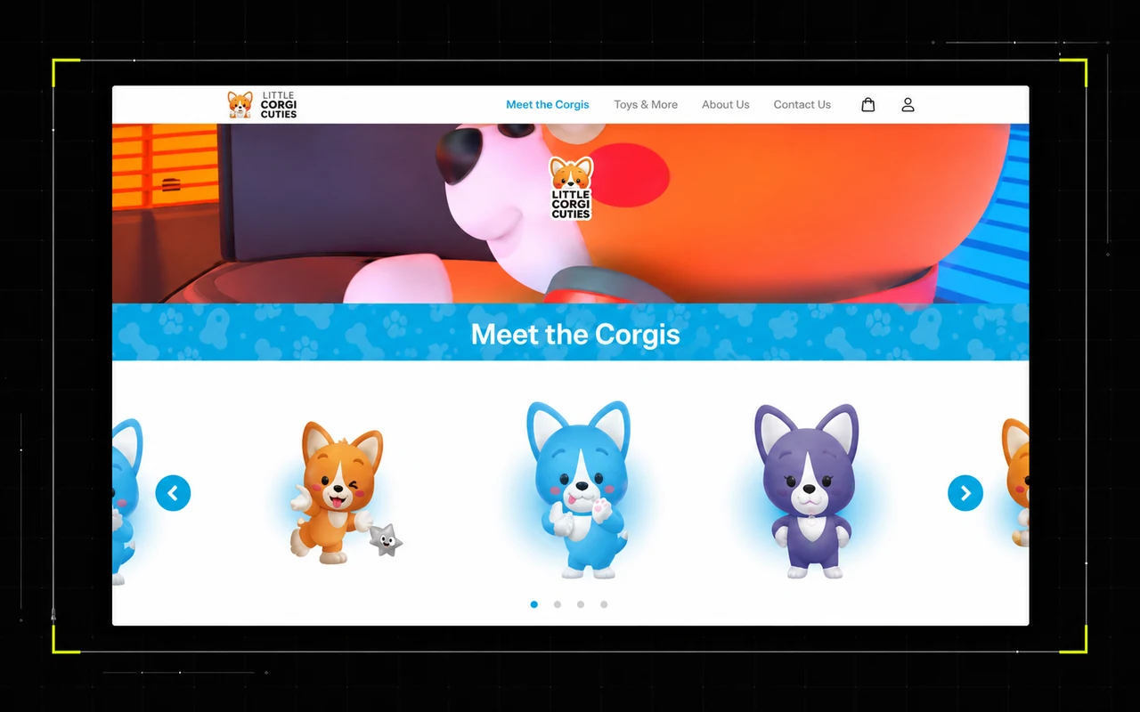 Sito web di e-commerce di peluche Little Corgi Cuties