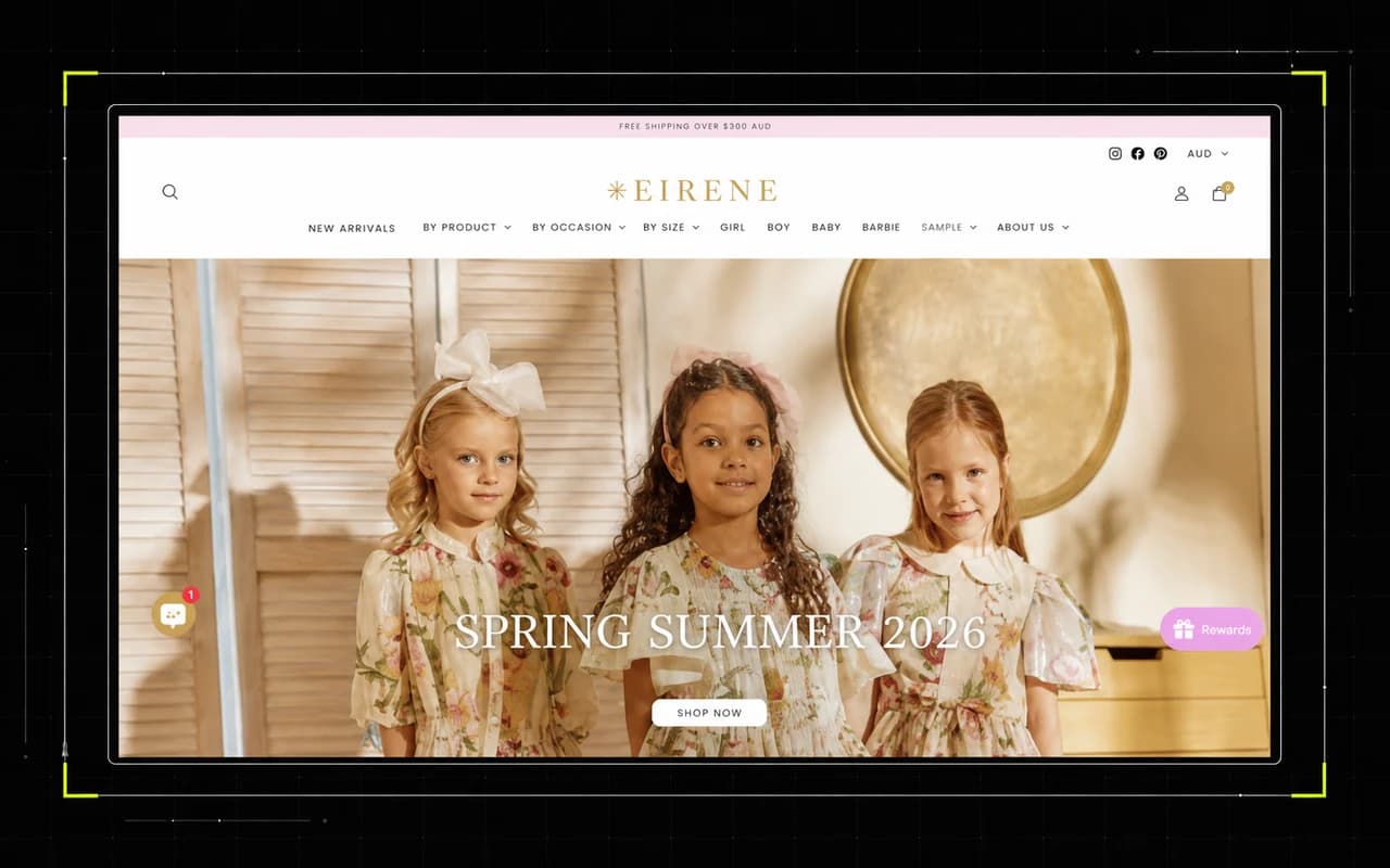 Sito web di e-commerce di abbigliamento di lusso per bambini Eirene Studio