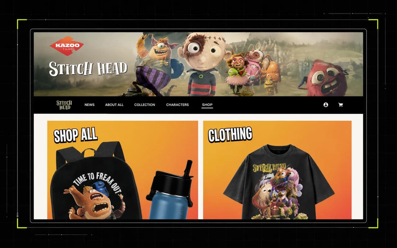 Kazoo Films animated merchandise ecommerce website